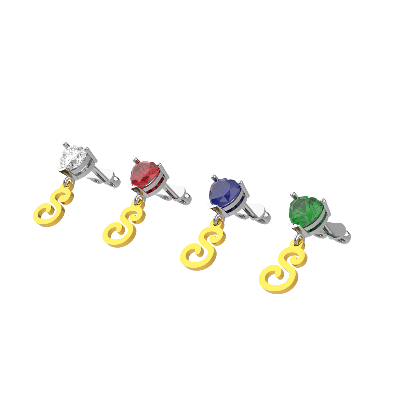 Orecchini Personalizzati con Cuore Singolo in Argento 925 e Oro 9 Carati