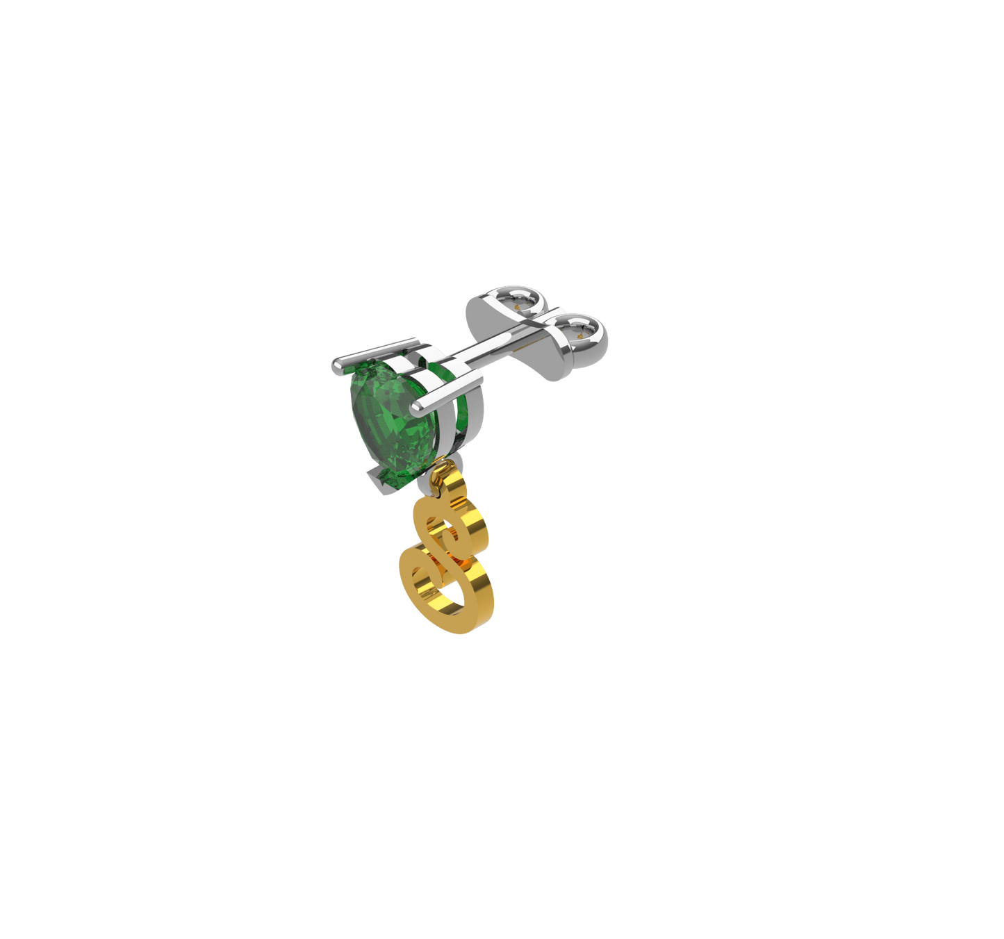 Orecchini Personalizzati con Cuore Singolo in Argento 925 e Oro 9 Carati