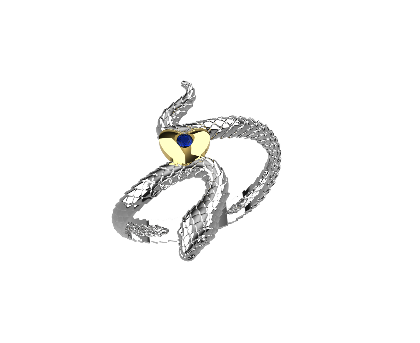 Anello Snake in Love - Oro 9k e Argento 925