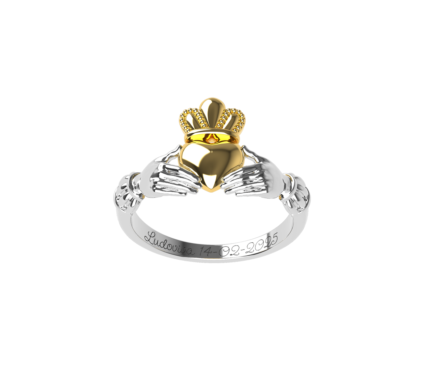Anello di Claddagh - Oro 9k e argento 925