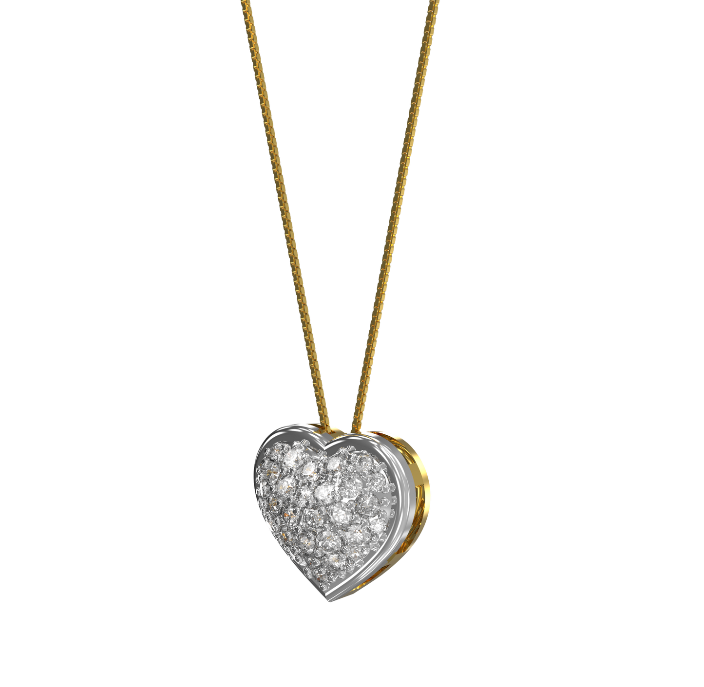 Collana Cuore in Argento e Oro 9 Carati con Swarovski e Scritta LOVE