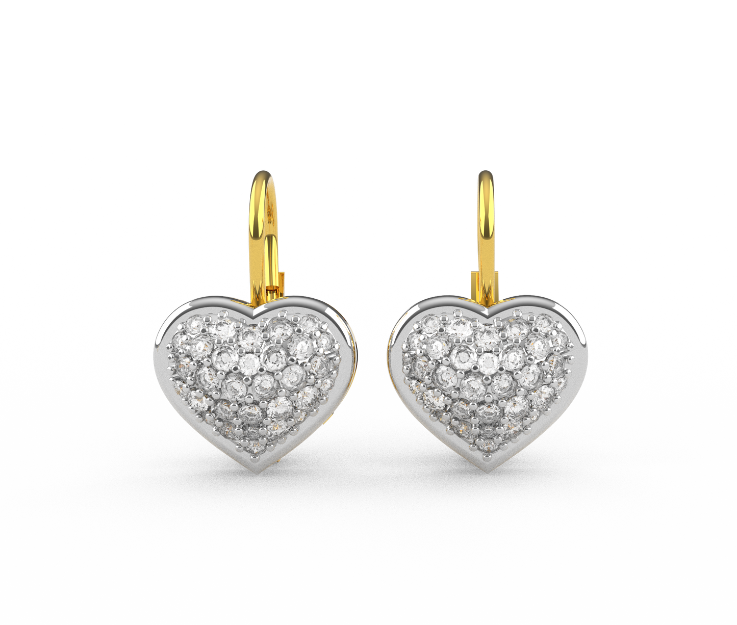 Orecchini Cuore in Argento e Oro 9 Carati con Swarovski e Scritta LOVE
