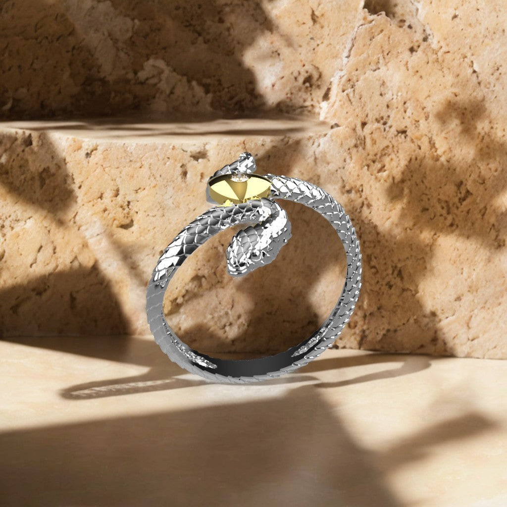 Anello Snake in Love - Oro 9k e Argento 925