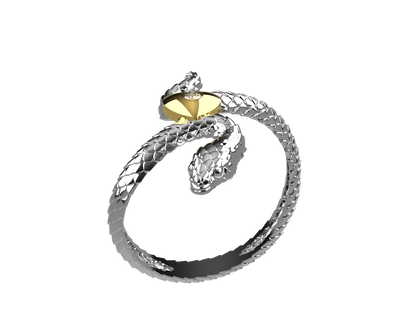 Anello Snake in Love - Oro 9k e Argento 925