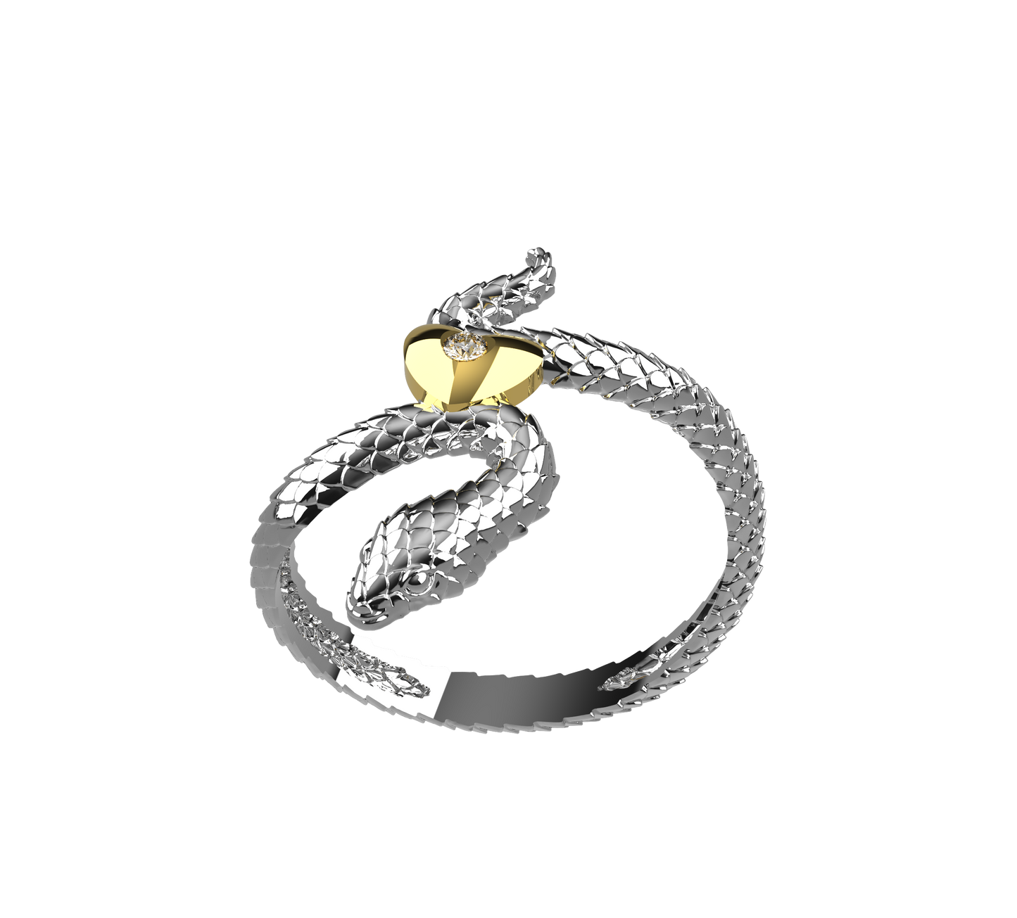 Anello Snake in Love - Oro 9k e Argento 925