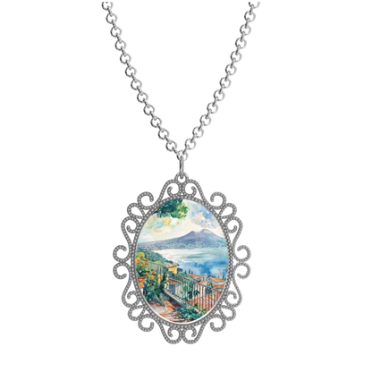 Medaglione in Argento 925 con Panorama di Napoli