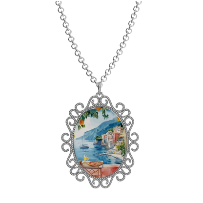Medaglione in Argento 925 con Panorama di Positano