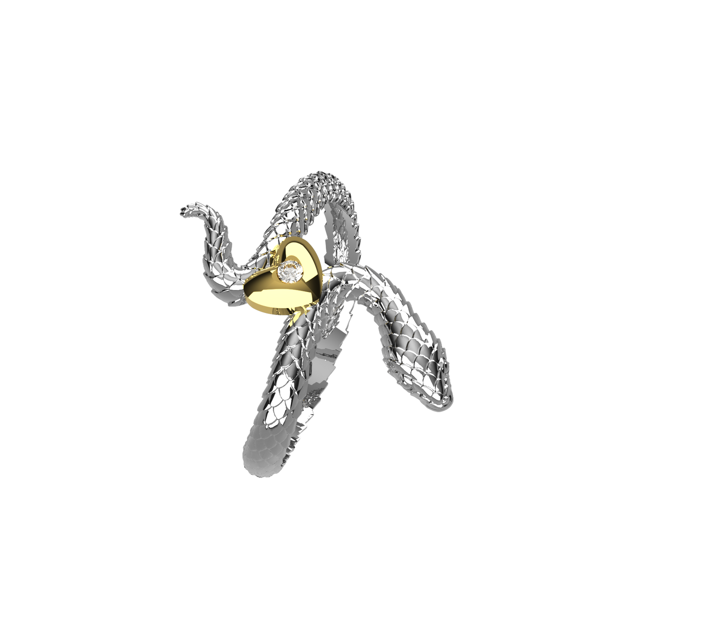 Anello Snake in Love - Oro 9k e Argento 925