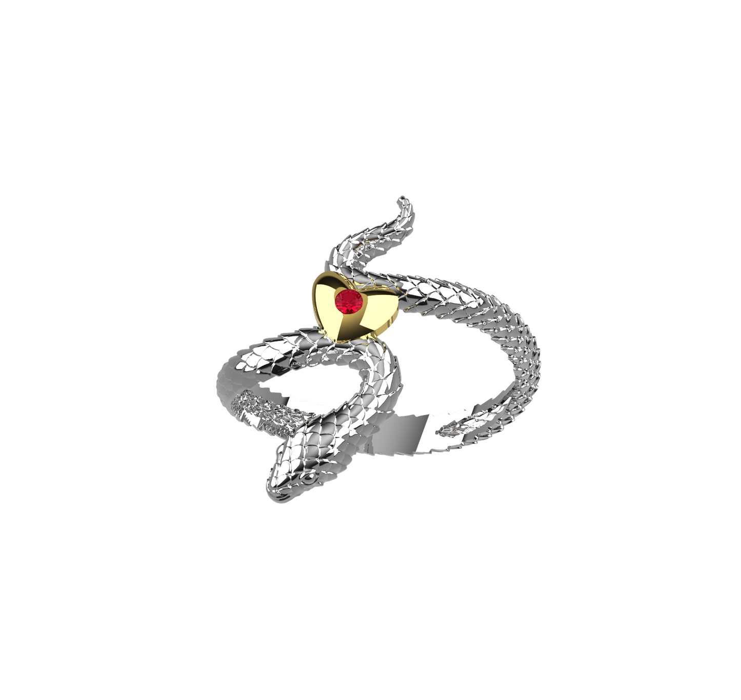 Anello Snake in Love - Oro 9k e Argento 925