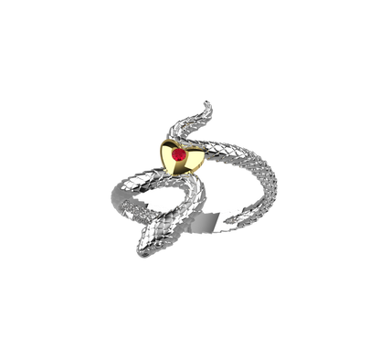 Anello Snake in Love - Oro 9k e Argento 925