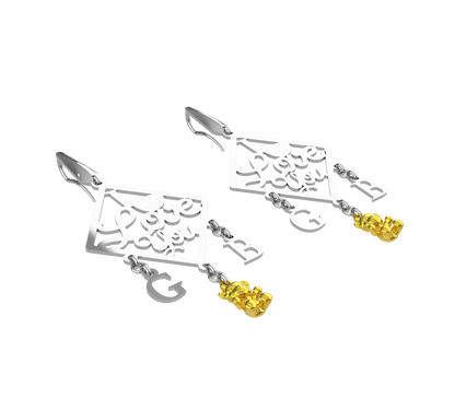Orecchini Personalizzati in Argento 925 con Orsacchiotto in Oro 9k