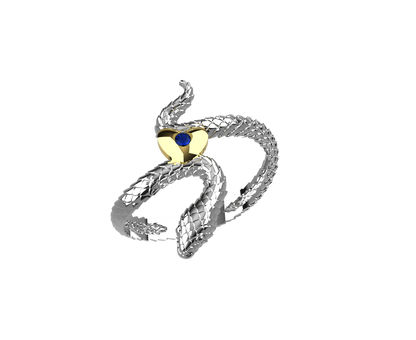 Anello Snake in Love - Oro 9k e Argento 925