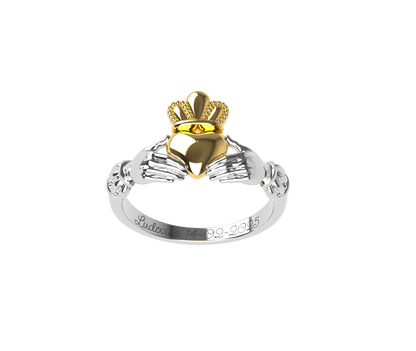 Anello di Claddagh - Oro 9k e argento 925