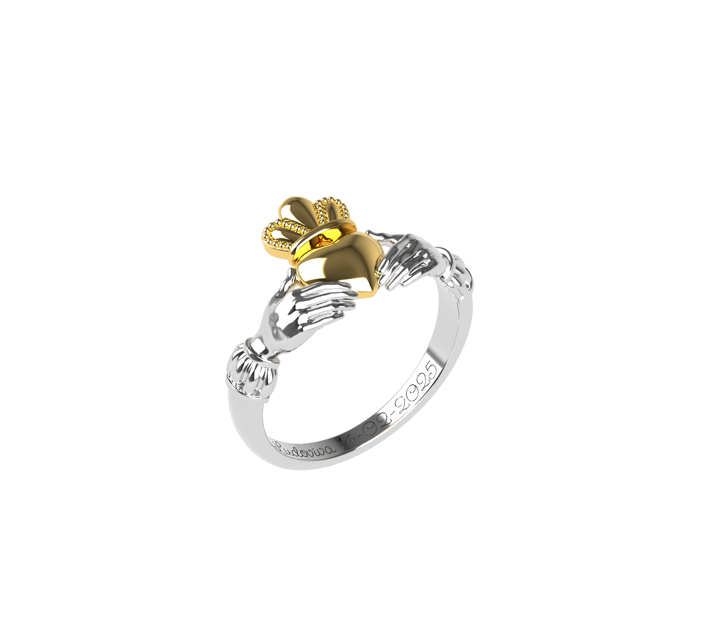 Anello di Claddagh - Oro 9k e argento 925