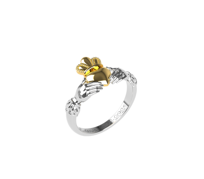 Anello di Claddagh - Oro 9k e argento 925