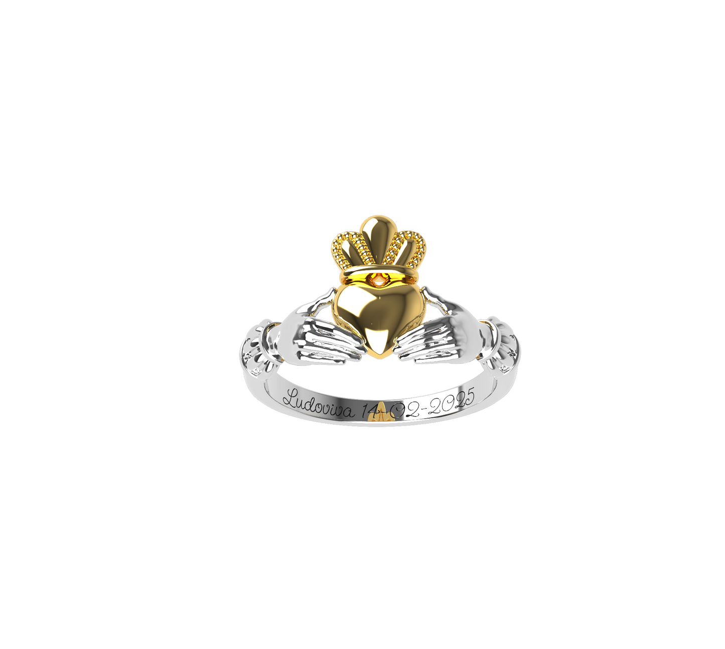 Anello di Claddagh - Oro 9k e argento 925