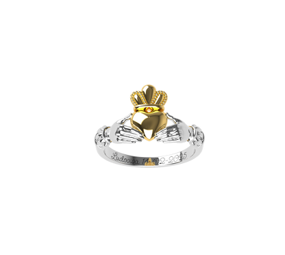 Anello di Claddagh - Oro 9k e argento 925