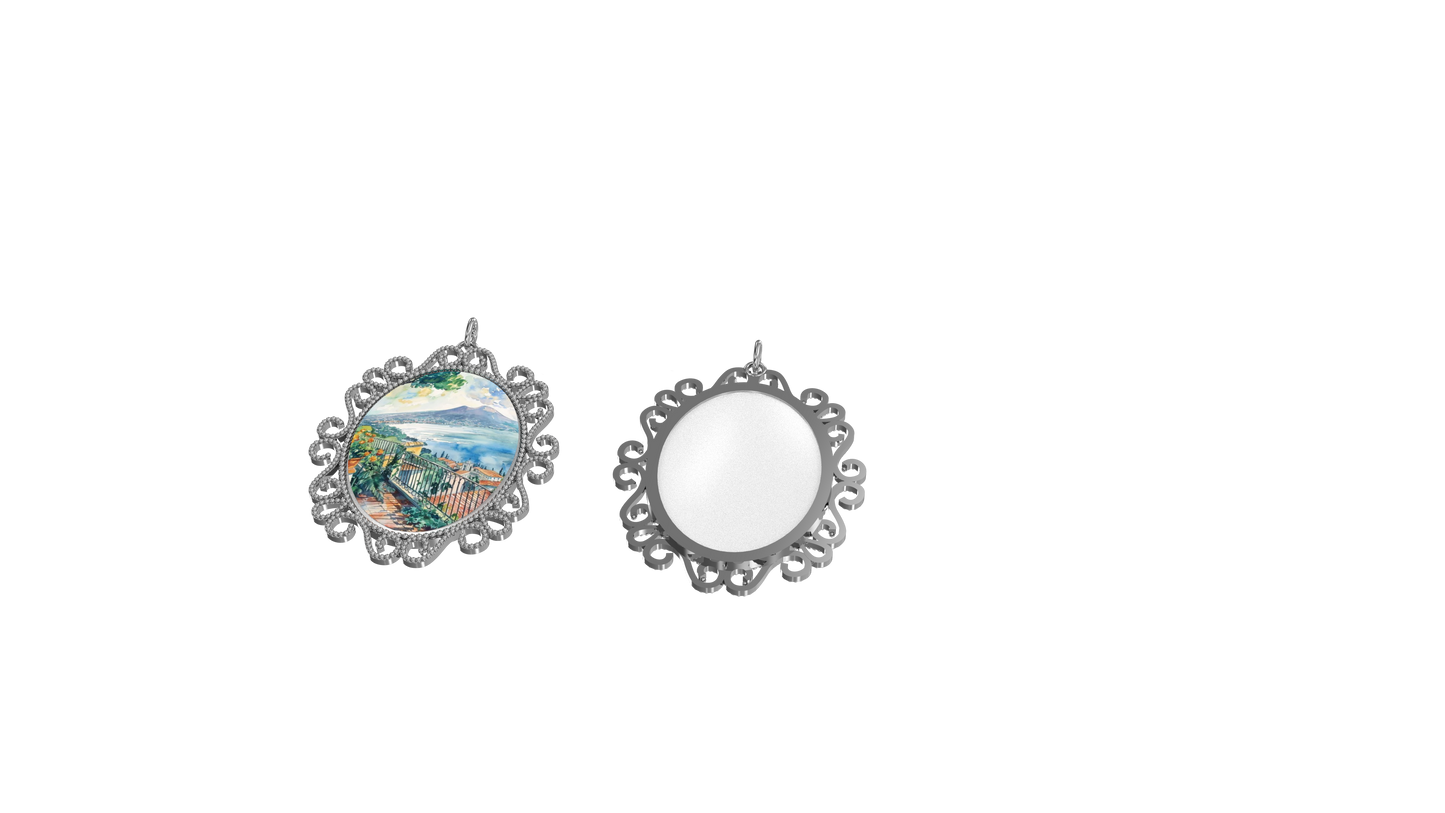 Medaglione in Argento 925 con Panorama di Napoli