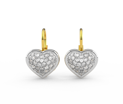 Orecchini Cuore in Argento e Oro 9 Carati con Swarovski e Scritta LOVE