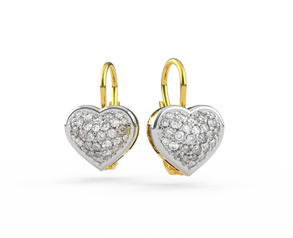 Orecchini Cuore in Argento e Oro 9 Carati con Swarovski e Scritta LOVE