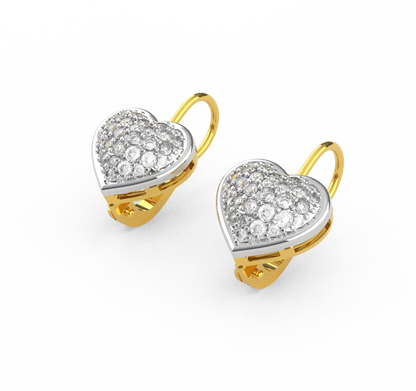 Orecchini Cuore in Argento e Oro 9 Carati con Swarovski e Scritta LOVE