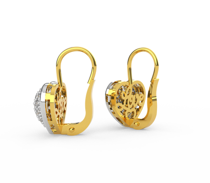 Orecchini Cuore in Argento e Oro 9 Carati con Swarovski e Scritta LOVE