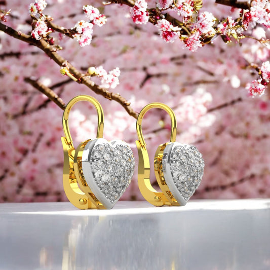 Orecchini Cuore in Argento e Oro 9 Carati con Swarovski e Scritta LOVE