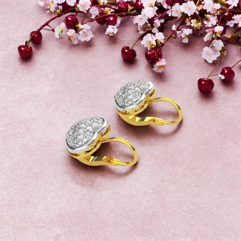 Orecchini Cuore in Argento e Oro 9 Carati con Swarovski e Scritta LOVE