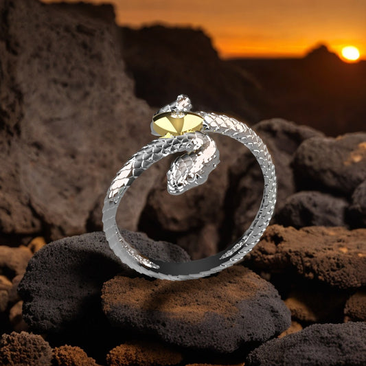 Anello Snake in Love - Oro 9k e Argento 925