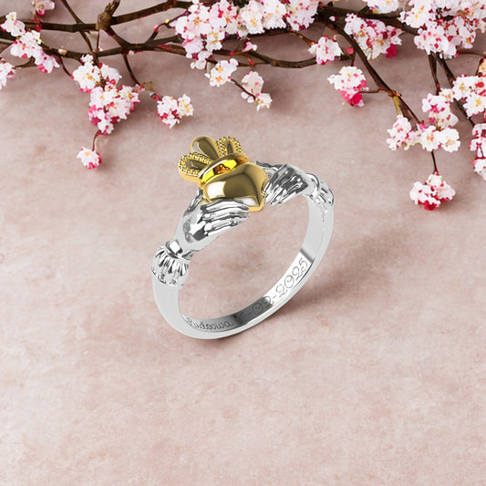 Anello di Claddagh - Oro 9k e argento 925