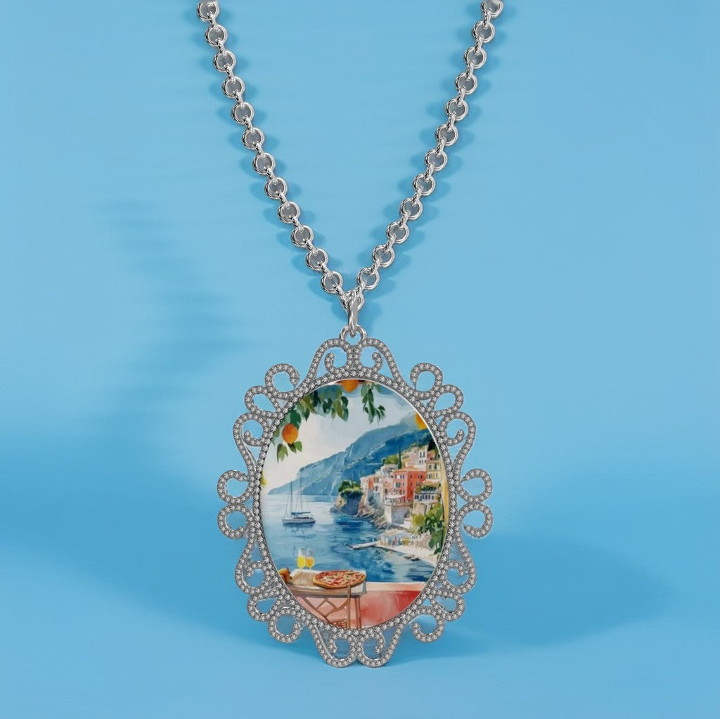 Medaglione in Argento 925 con Panorama di Positano
