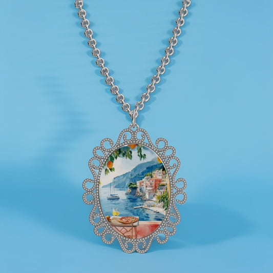 Medaglione in Argento 925 con Panorama di Positano