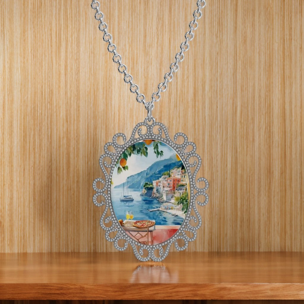 Medaglione in Argento 925 con Panorama di Positano