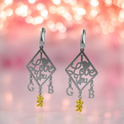 Orecchini Personalizzati in Argento 925 con Orsacchiotto in Oro 9k