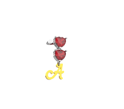 Orecchini Personalizzati con Doppio Cuore in Argento 925 e Oro 9 Carati